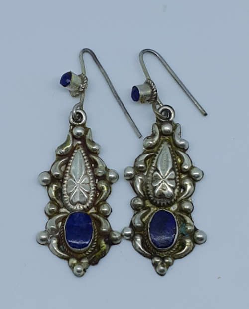 Genuine Silver and blue Gemstone Earrings